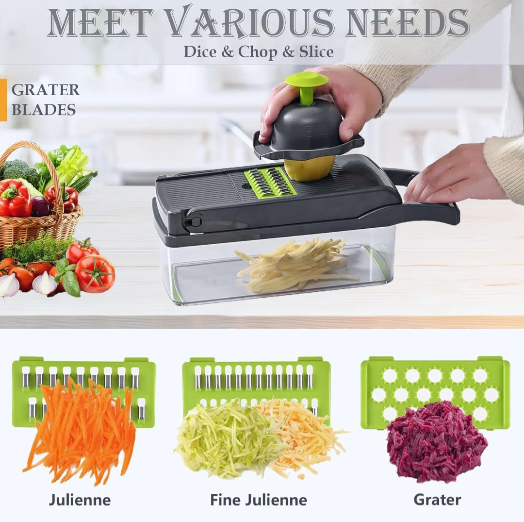 16 in 1 Multi Functional Food Chopper with Container BPA Free Material & Dishwasher Safe Veggie Chopper Vegetable Cutter