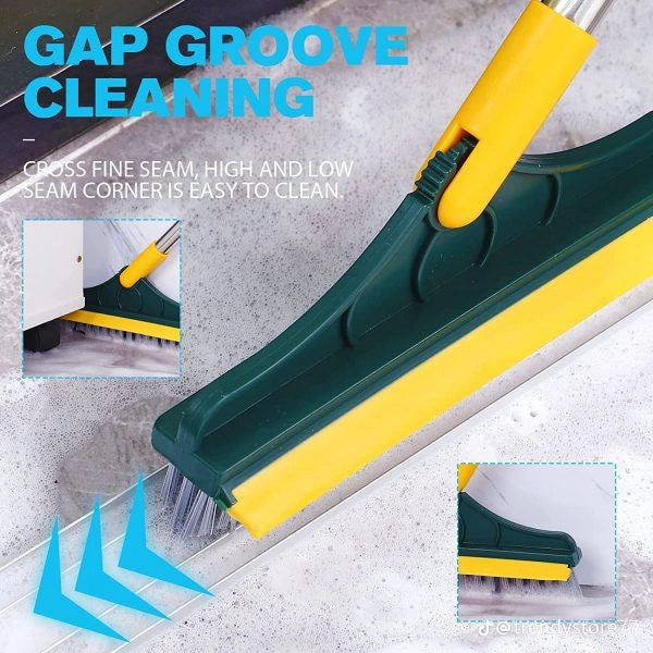 Amazing 2 In 1 Floor Scrub Brush, Long Handle Removable Wiper Magic Broom Brush, Telescopic Handle Stiff Bristle Shower Scrubber