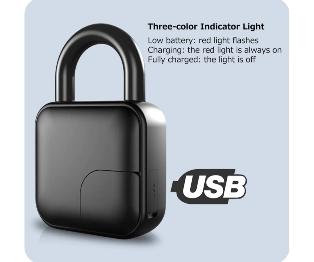Smart Fingerprint Padlock | Keyless USB Charging Smart Lock
