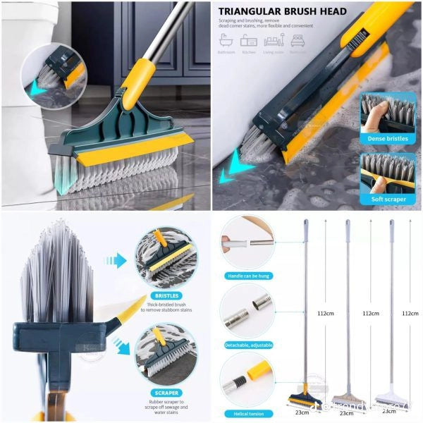 Amazing 2 In 1 Floor Scrub Brush, Long Handle Removable Wiper Magic Broom Brush, Telescopic Handle Stiff Bristle Shower Scrubber