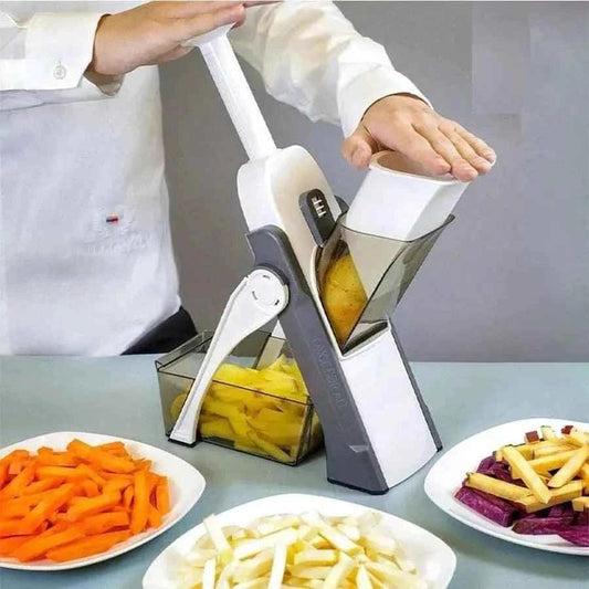 Manual Knob Slicer, Foldable Vegetable Slicer Chopper Cutter, 5 In 1 Large Capacity Mandoliner Slicer, Vegetable Chopper with Adjustable Coarseness, Manual Shredding Machine