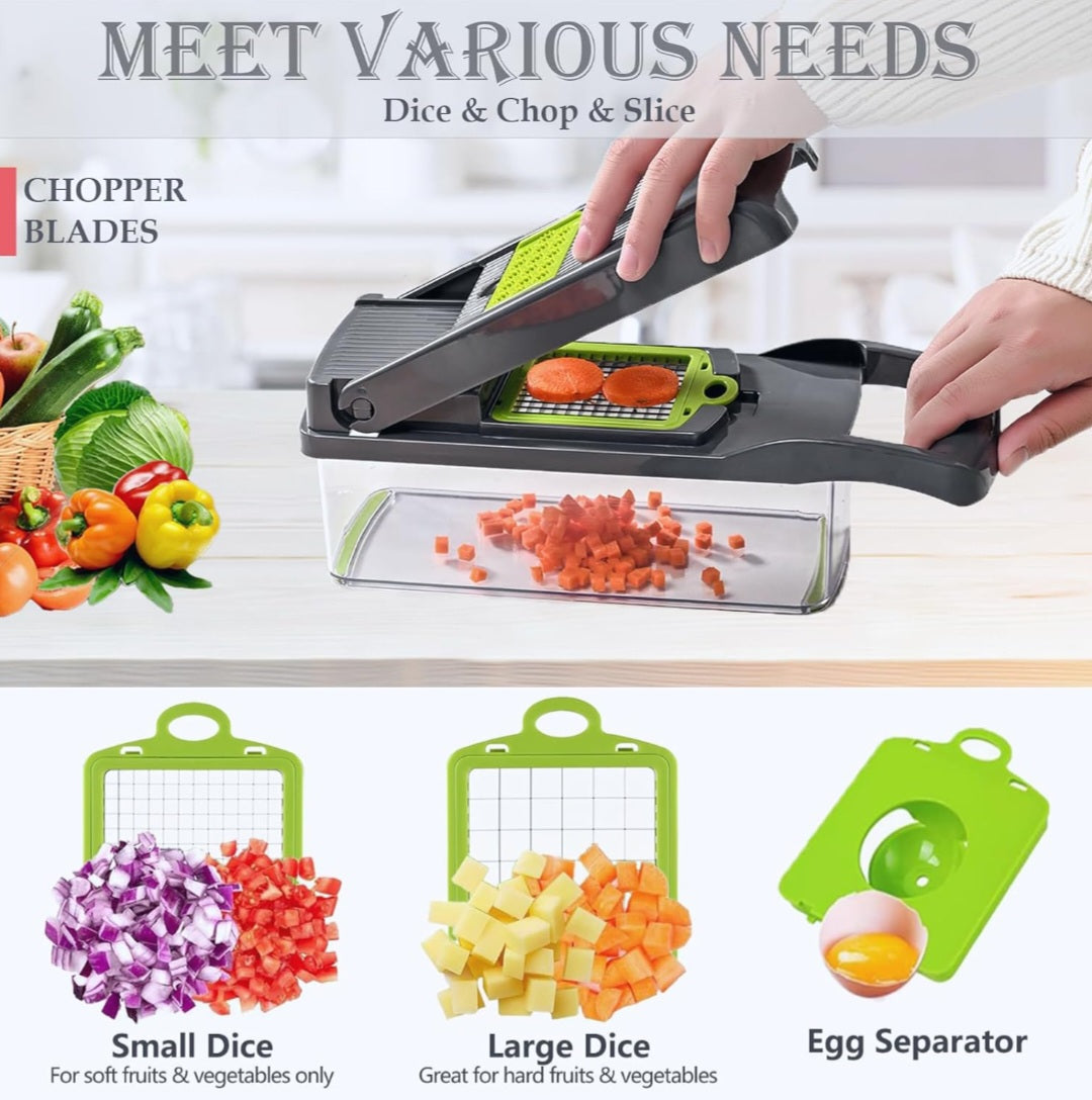 16 in 1 Multi Functional Food Chopper with Container BPA Free Material & Dishwasher Safe Veggie Chopper Vegetable Cutter