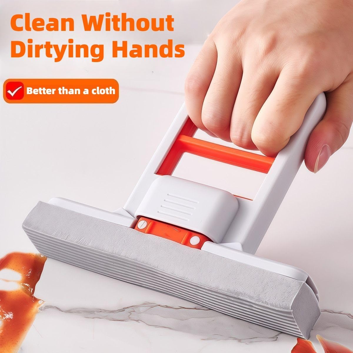 Portable Mini Sponge Mop | Self Squeeze Portable Cleaning Mop | Magic Absorbent Mini Mop for Kitchen Bathroom Glass Table Car | Hand Press Wet  & Dry Small Mop