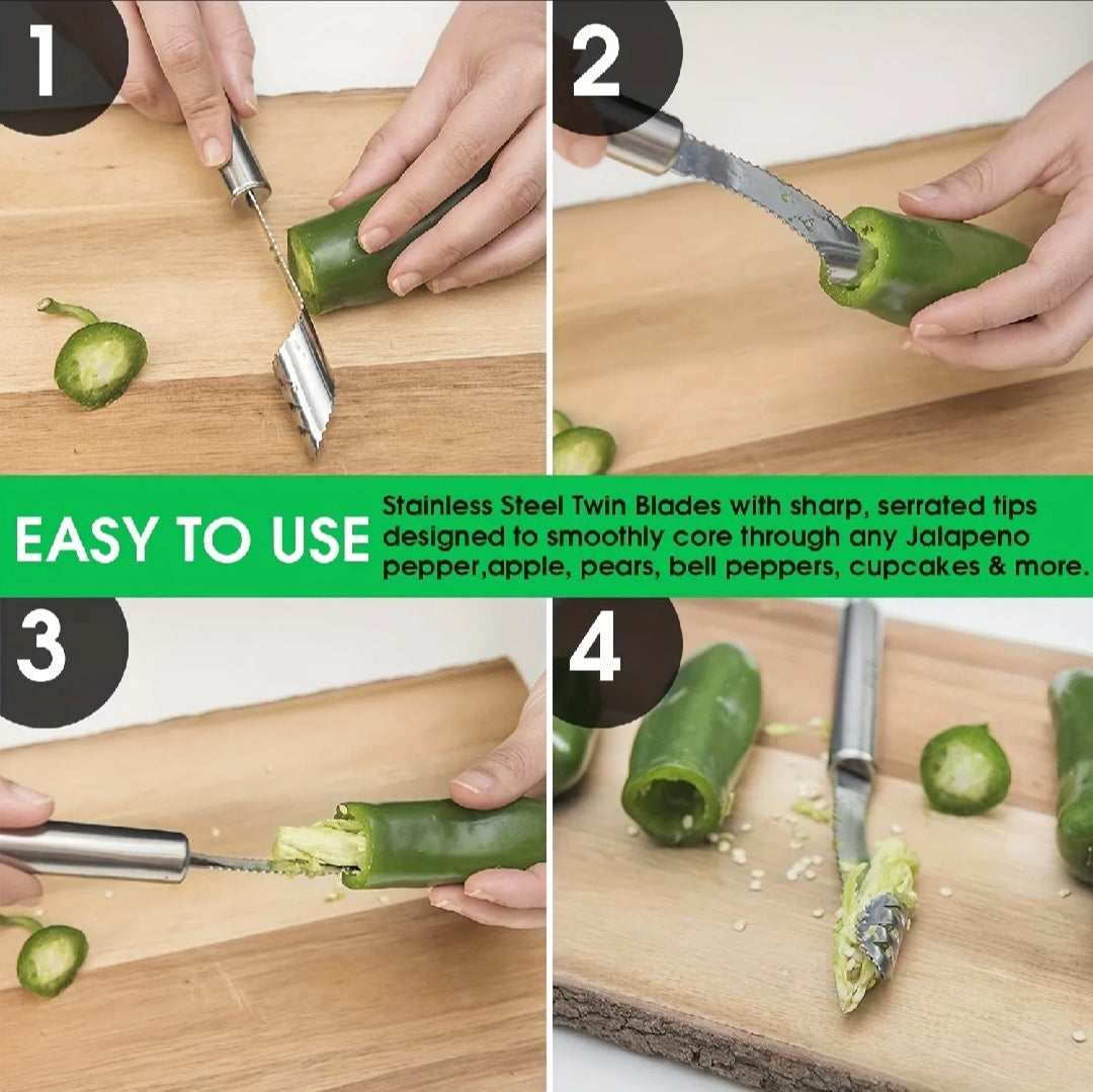 Pepper Core Cleaner, Vegetable Slicer Cutter, Corers Seed Remover, Jalapeno Pepper Corer Cutter Slicer, Core Seed Remover, Steel Pepper Core Seeder, Multifunction Fruit And Vegetable Corer