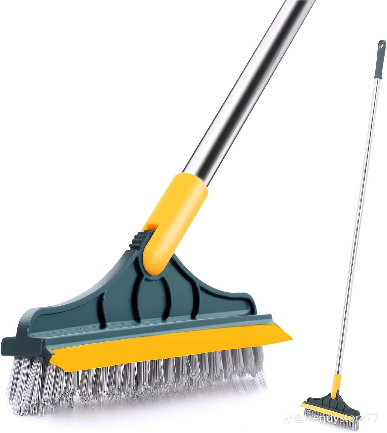 Amazing 2 In 1 Floor Scrub Brush, Long Handle Removable Wiper Magic Broom Brush, Telescopic Handle Stiff Bristle Shower Scrubber