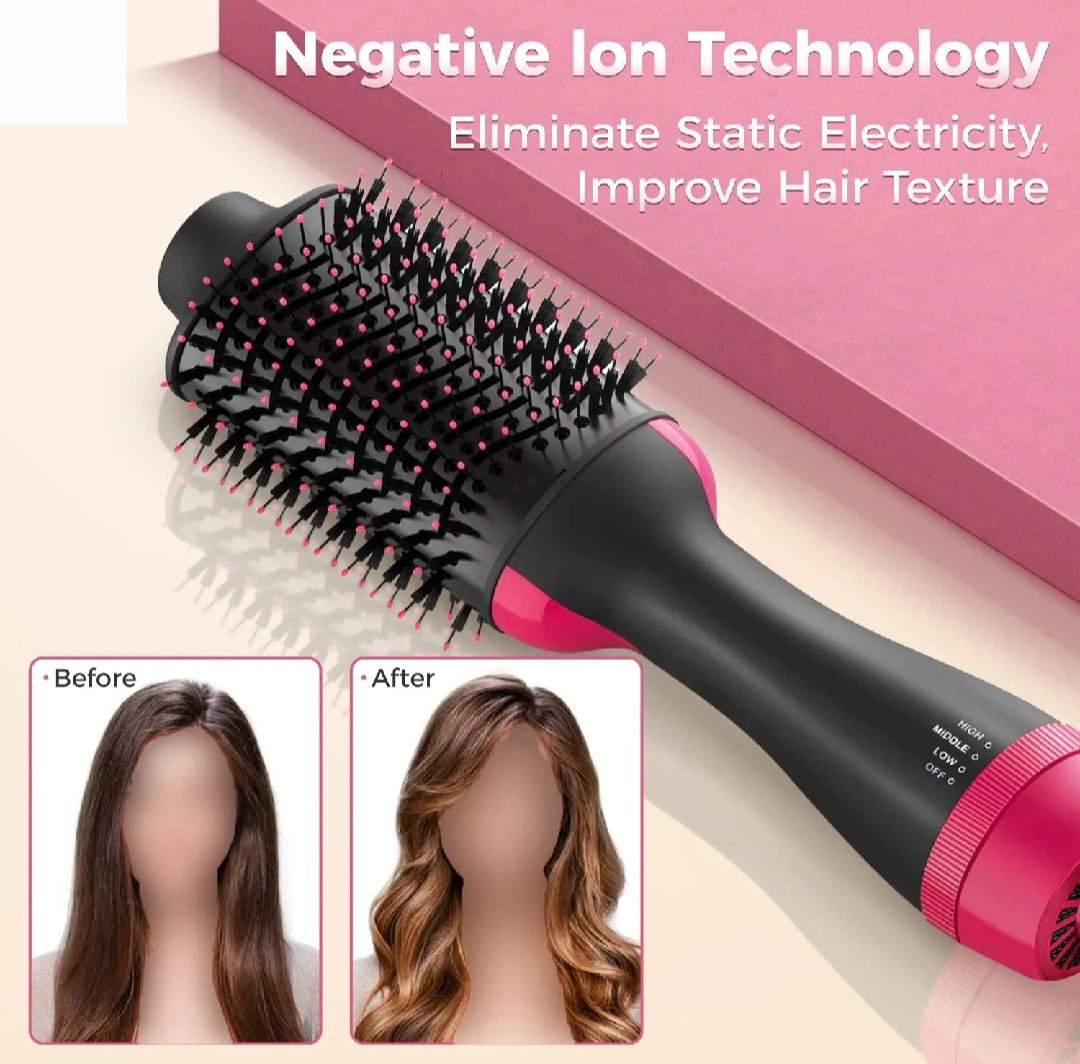 3-in-1 Hair Dryer, Straightener & Hair Curler Brush